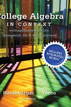 Livro College Algebra in Context with Integrated Review Plus MML Student Access Card and Sticker - Resumo, Resenha, PDF, etc.