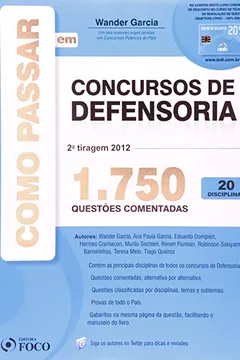 Livro Como Passar Em Concursos De Defensoria - 1.800 Questoes Comentadas - Resumo, Resenha, PDF, etc.