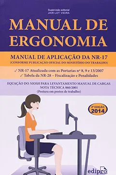 Livro Manual De Ergonomia. Manual De Aplicação Da Nr-17 - Resumo, Resenha, PDF, etc.