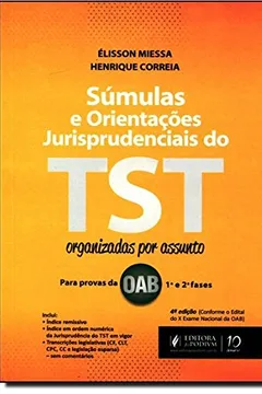 Livro Sumulas E Ojs Do Tst - Organizadas Por Assunto - Indicado Para 1. E 2. - Resumo, Resenha, PDF, etc.