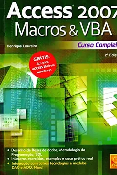 Capa do livro Access 2007 Macros & VBA. Curso Completo
