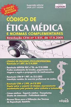 Livro Código De ética Médica E Normas Complementares - Resumo, Resenha, PDF, etc.