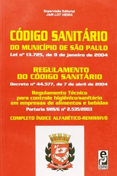 Livro Código Sanitário Do Município De São Paulo - Série Legislação - Resumo, Resenha, PDF, etc.