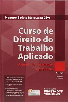 Livro Curso de Direito do Trabalho Aplicado. Execução Trabalhista - Volume 10 - Resumo, Resenha, PDF, etc.