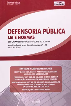 Livro Defensoria Pública Lei E Normas - Resumo, Resenha, PDF, etc.