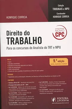 Livro Direito do Trabalho. Para Técnico e Analista - Coleção Tribunais e MPU. Conforme Novo CPC - Resumo, Resenha, PDF, etc.