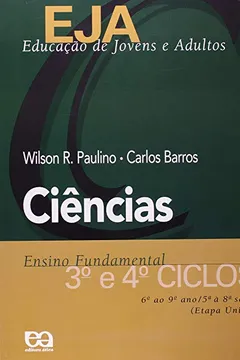 Capa do livro EJA. Educação de Jovens e Adultos. Ciências. 3º e 4º Ciclos