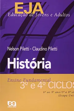 Capa do livro EJA. Educação de Jovens e Adultos. História. 3º e 4º Ciclos