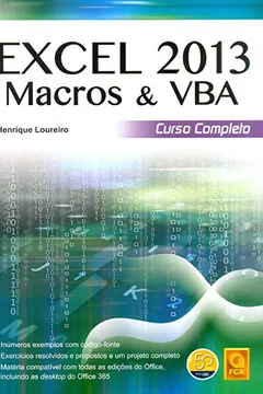 Capa do livro Excel 2013 Macros & VBA. Curso Completo