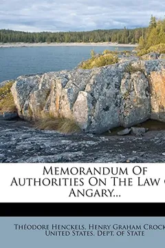 Capa do livro Memorandum of Authorities on the Law of Angary...