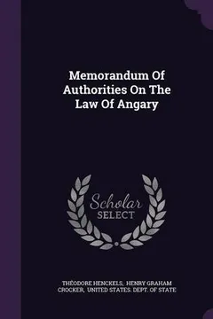 Capa do livro Memorandum of Authorities on the Law of Angary
