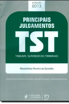 Livro Principais Julgamentos do TST. Tribunal Superior do Trabalho - Resumo, Resenha, PDF, etc.