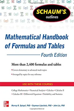 Livro Schaum's Outline of Mathematical Handbook of Formulas and Tables - Resumo, Resenha, PDF, etc.
