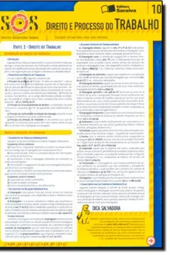 Livro Sínteses Organizadas Saraiva. Direito e Processo do Trabalho - Volume 10. Coleção SOS - Resumo, Resenha, PDF, etc.