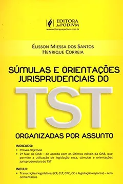 Livro Sumulas E Orientaçoes Jurisprudenciais Do Tst - Resumo, Resenha, PDF, etc.