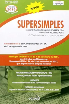 Livro Supersimples. Estatuto Nacional da Microempresa e da Empresa de Pequeno Porte - Resumo, Resenha, PDF, etc.